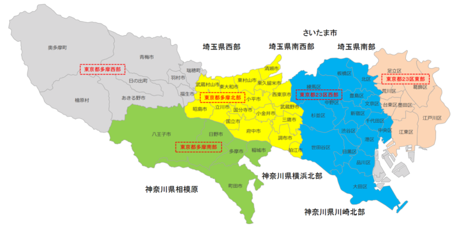 東京都の不用品回収・遺品整理業者の片付け者｜サービス提供地域の地図