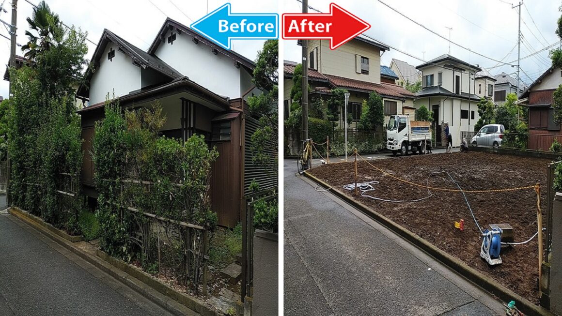 片付け者では遺品整理・実家の片付け「実家じまい」・空き家整理から建物の解体工事までワンストップで対応しています！建物解体工事のビフォーアフターの写真