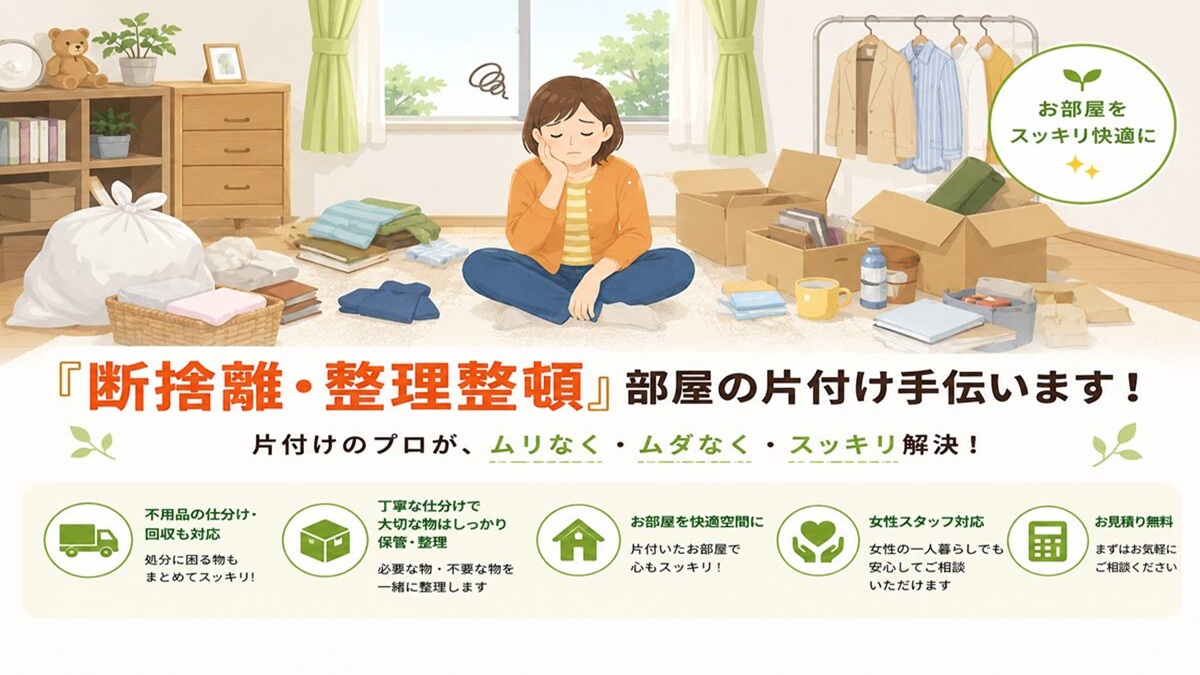 武蔵野市の断捨離なら安い料金で部屋の片付けや不要品の処分を行う業者