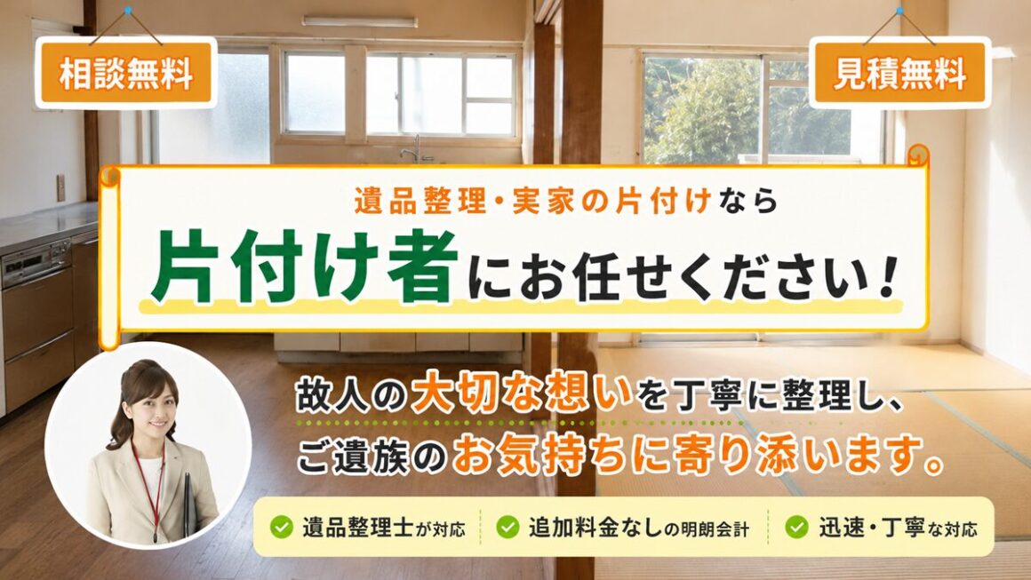 東京の遺品整理・生前整理「終活」実家の片付け・空き家整理のヘッダーバナー