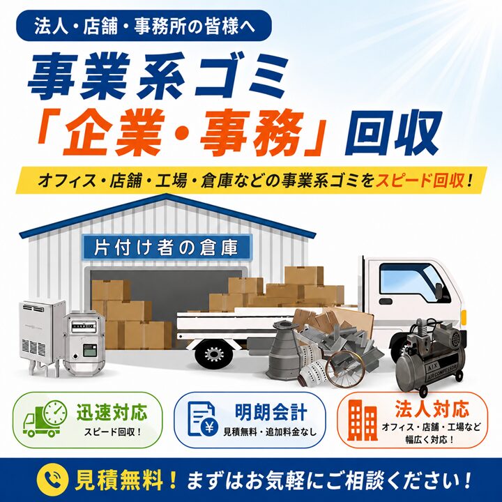 東京の事業ゴミ「企業・事務」回収｜廃棄物の撤去やリサイクル処分なら格安のサムネイル画像