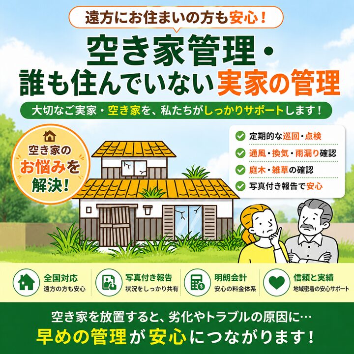 東京都内や武蔵野市の空き家管理や実家の管理は片付け者にお任せ下さい！のサムネイル画像