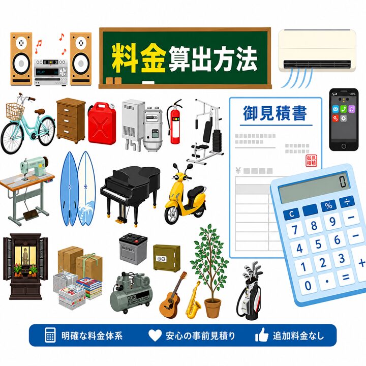 東京都武蔵野市の不用品回収・遺品整理・実家の片付け・空き家整理業者で片付け者の料金算出方法のサムネイル画像