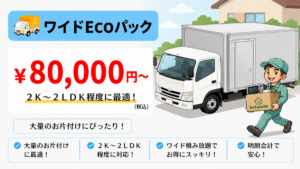 東京の不用品回収・生前整理「終活」・断捨離・遺品整理・実家の片付け・空き家整理業者で片付け者のワイドECOパックのバナー