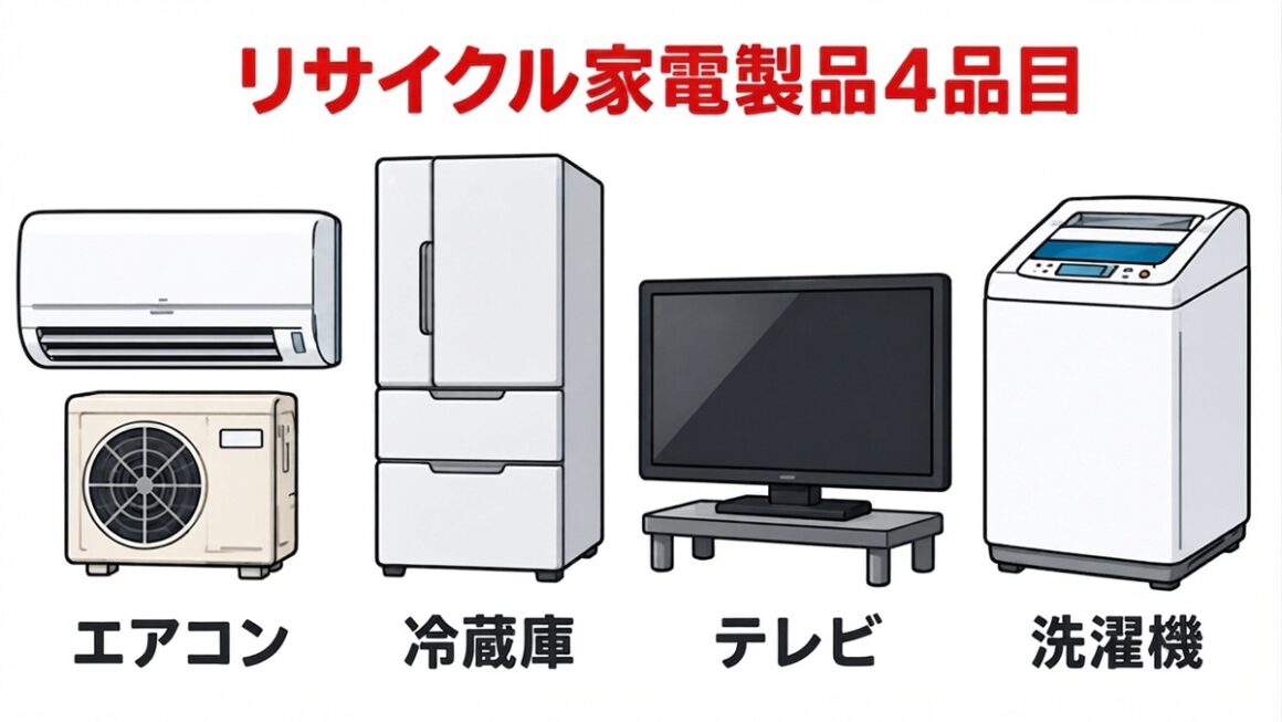 東京の不用品回収・粗大ゴミ処分・生前整理「終活」・実家の片付け・遺品整理・空き家整理業者で片付け者のリサイクル家電4品目のイラスト